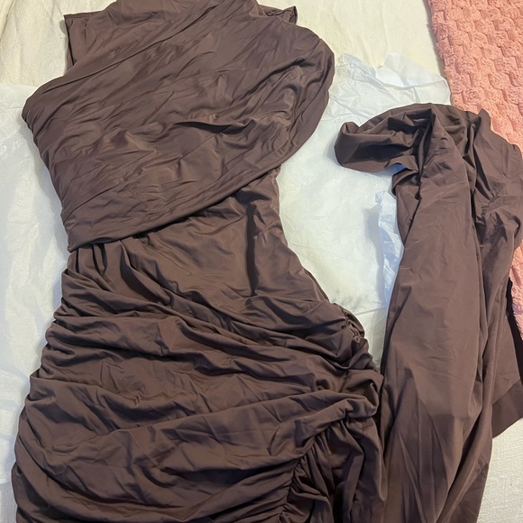 Miss Rosier size S Asymmetrical Brown Dress - Picture 2 of 6